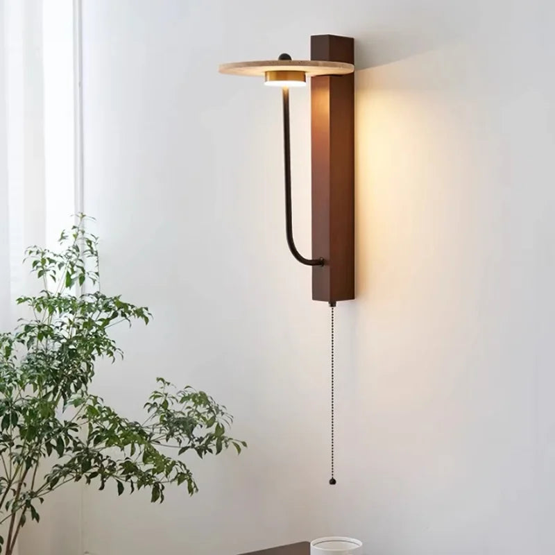 Wood and Marble Wall Lamp