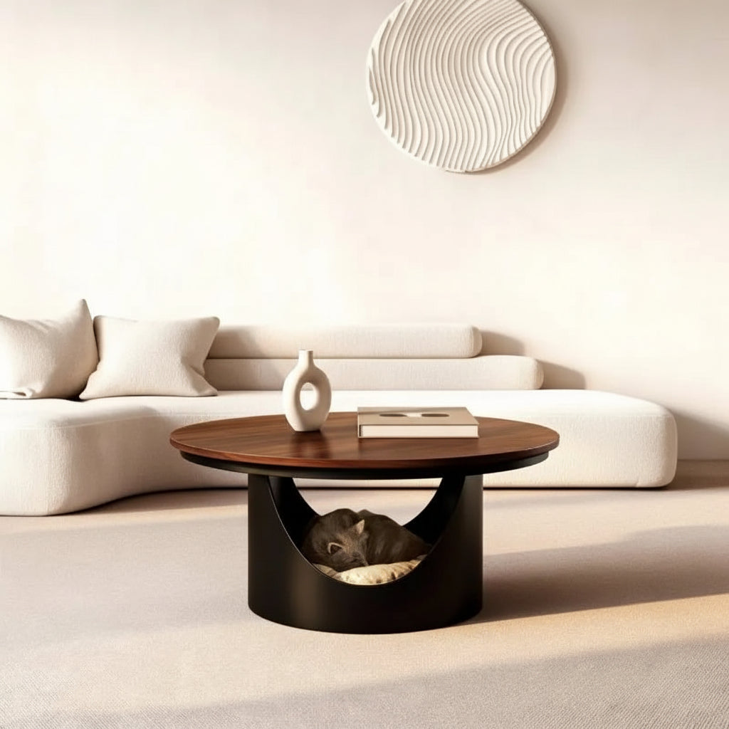 Round Walnut Coffee Table
