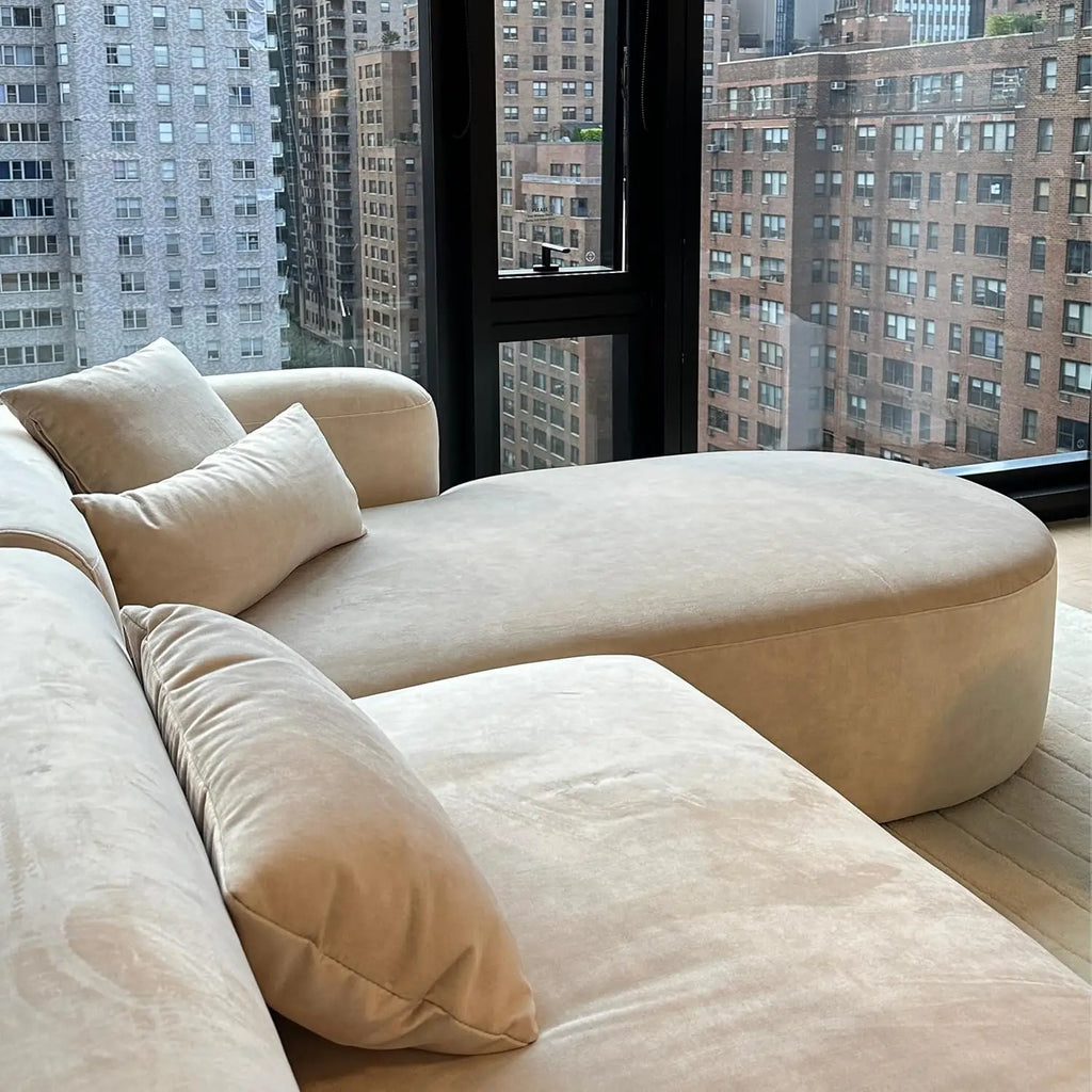 Velvet L-Shape Sofa Bed