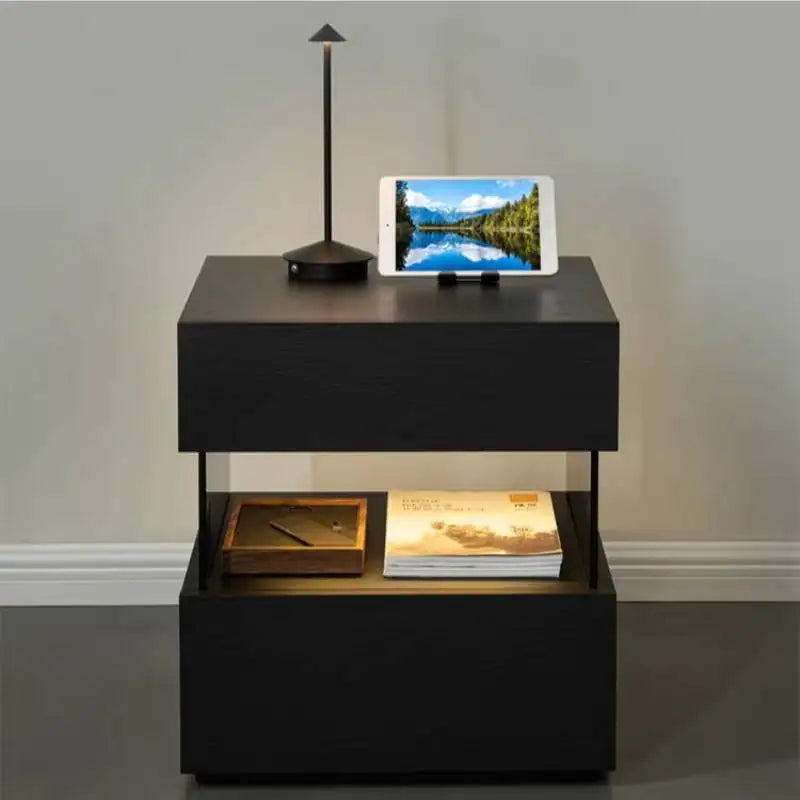 Wood Nightstand with Induction Light