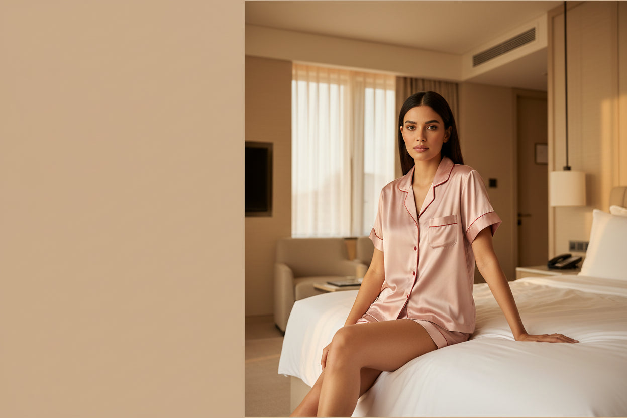 Solid Silk Short-Sleeve Set