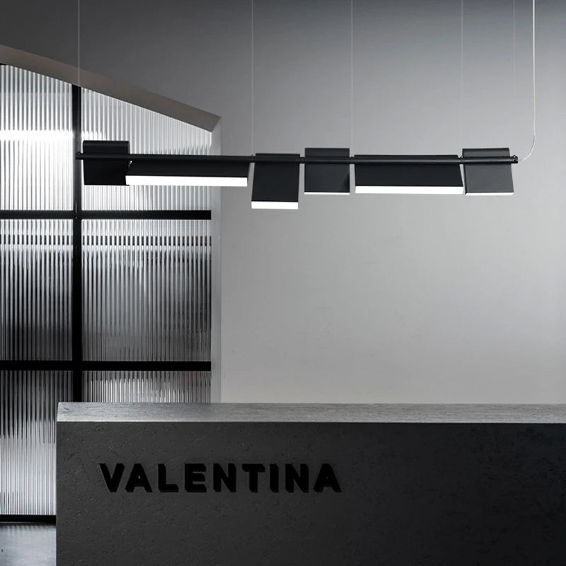 Rotatable Black Linear Chandelier