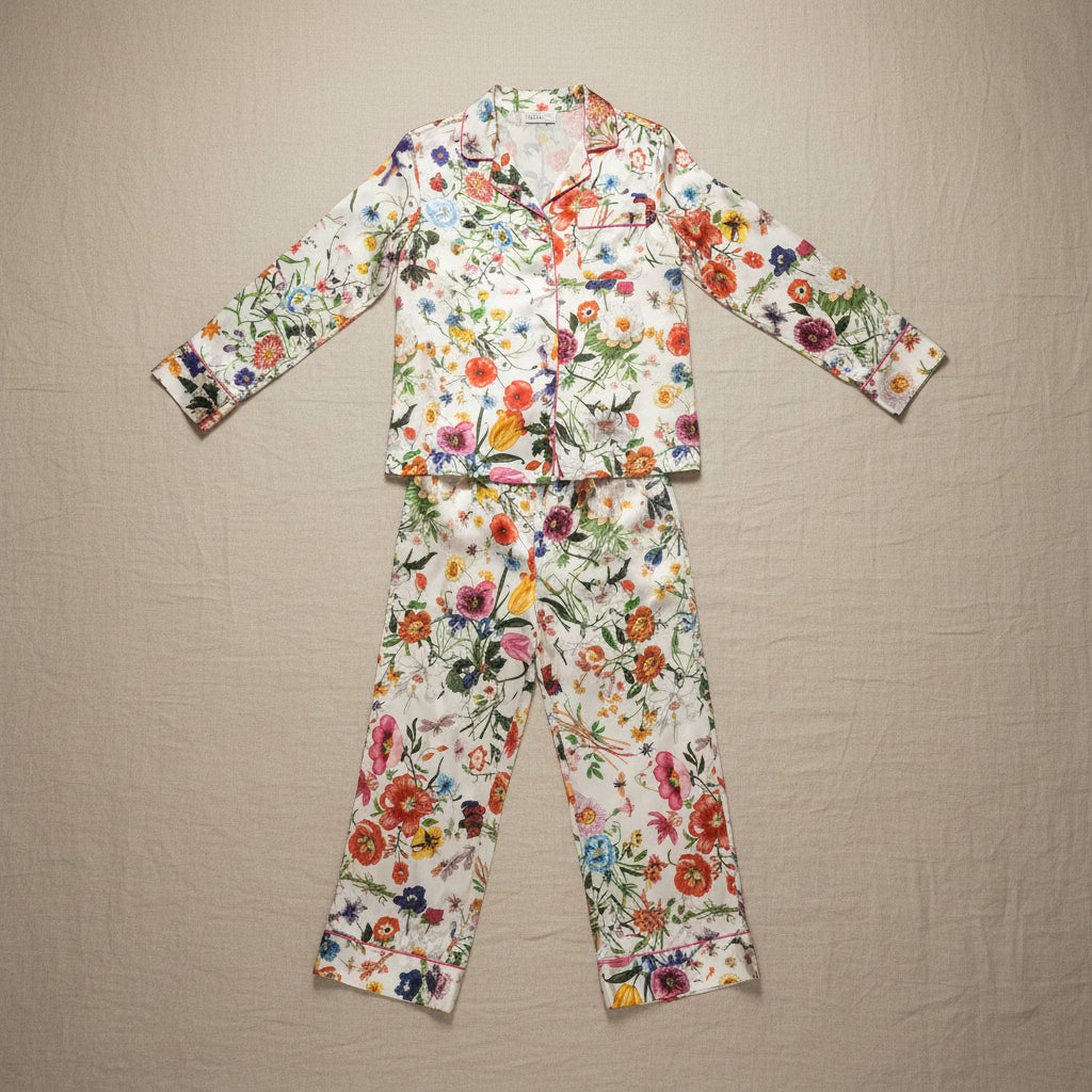 Floral Silk Trouser Pyjama Set