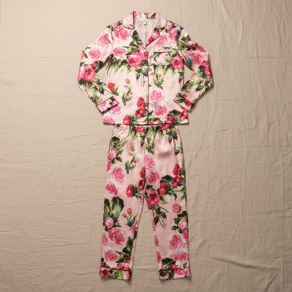 Floral Silk Trouser Pyjama Set