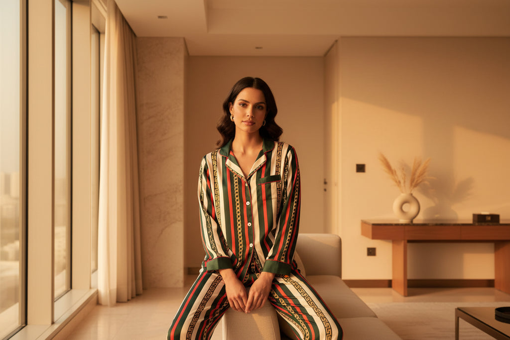 Chain Stripe Silk Set