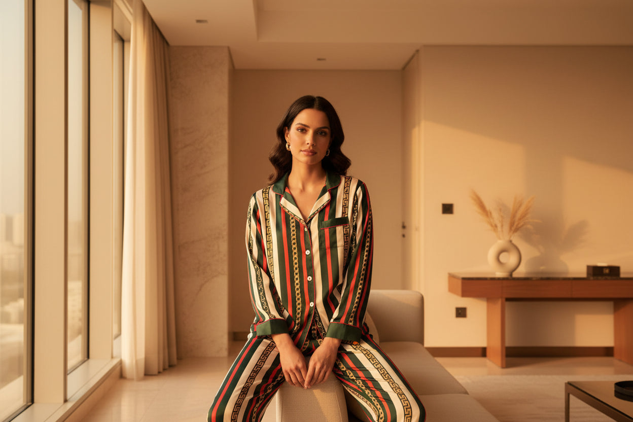 Chain Stripe Silk Set
