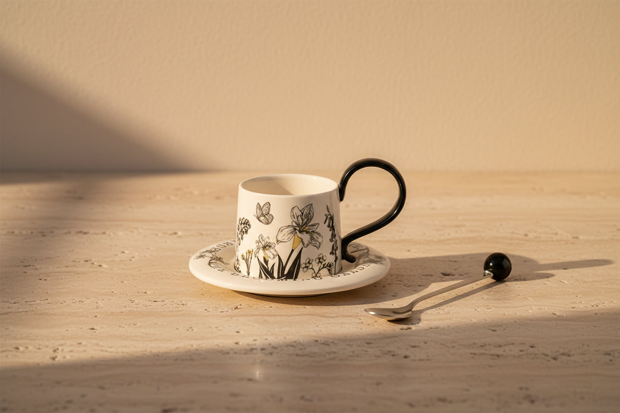 Floral Ceramic Cup & Saucer Set