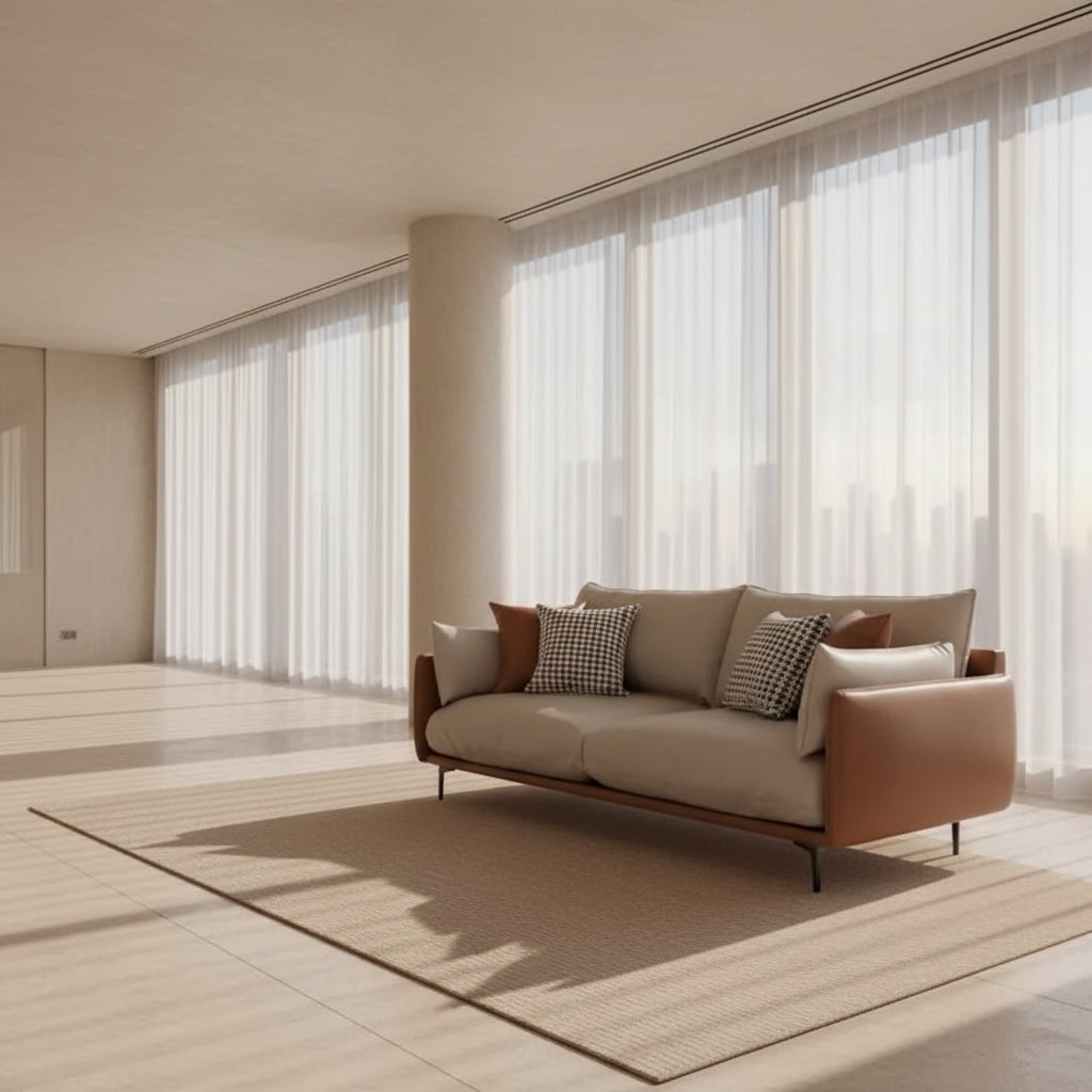 Textured Fabric Two-Seat Sofa