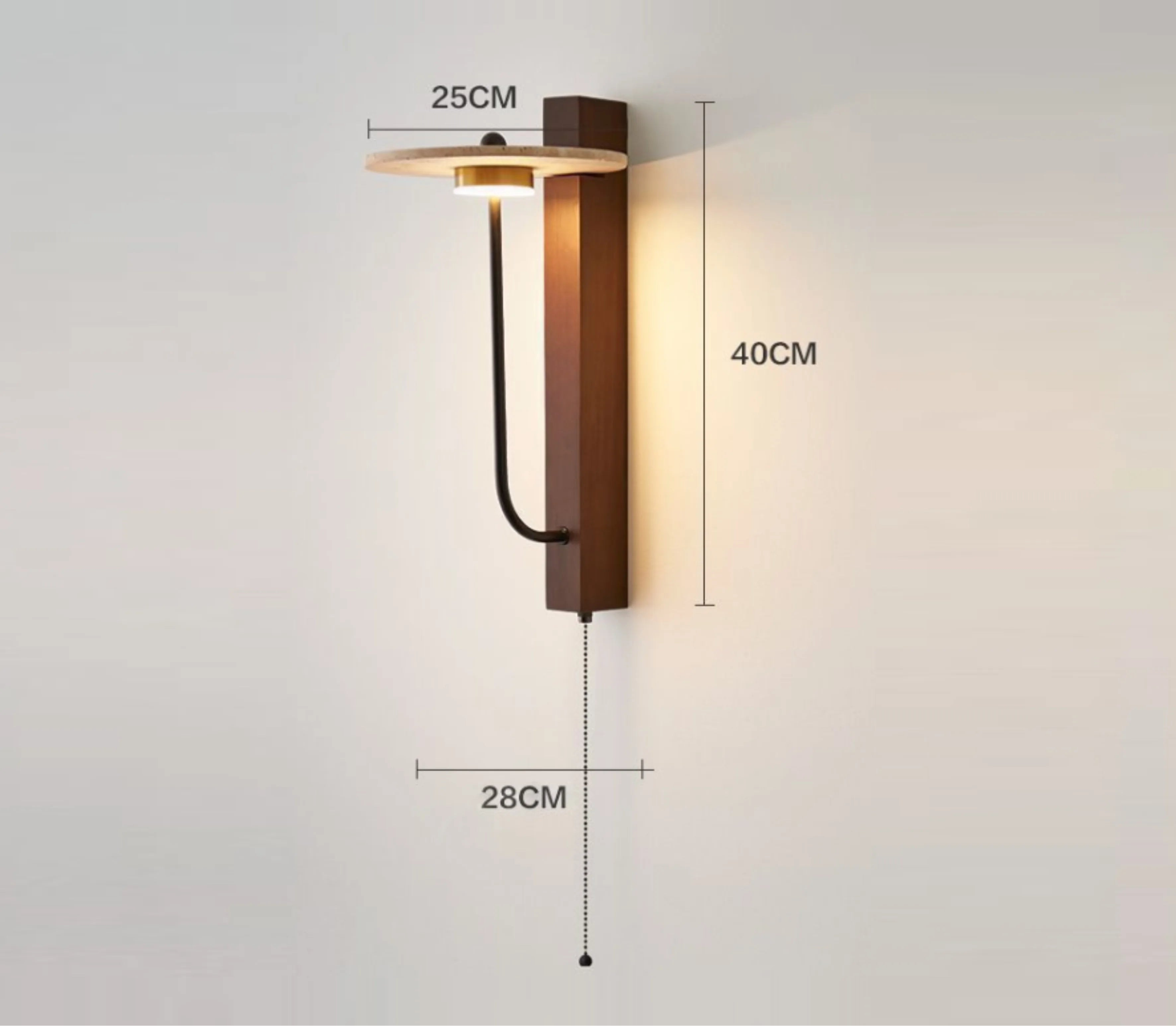 Wood and Marble Wall Lamp