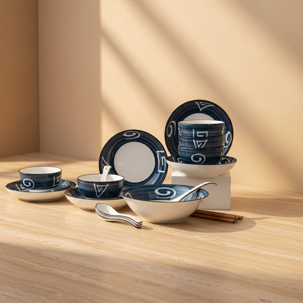 Blue Porcelain Dinnerware Set