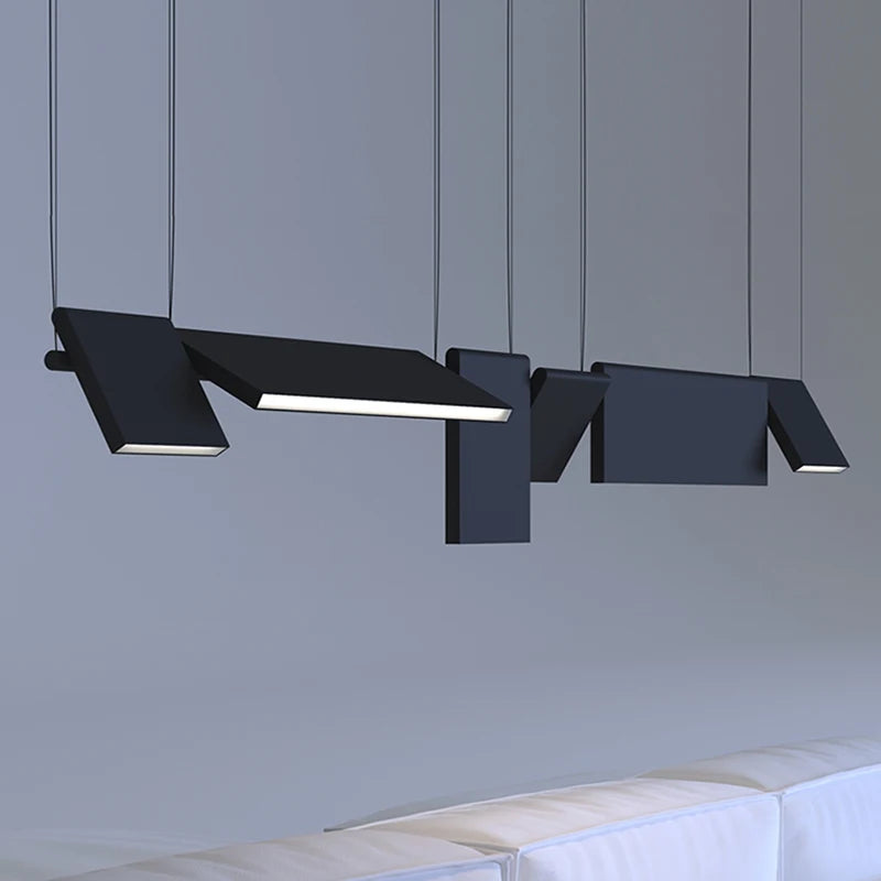 Rotatable Black Linear Chandelier
