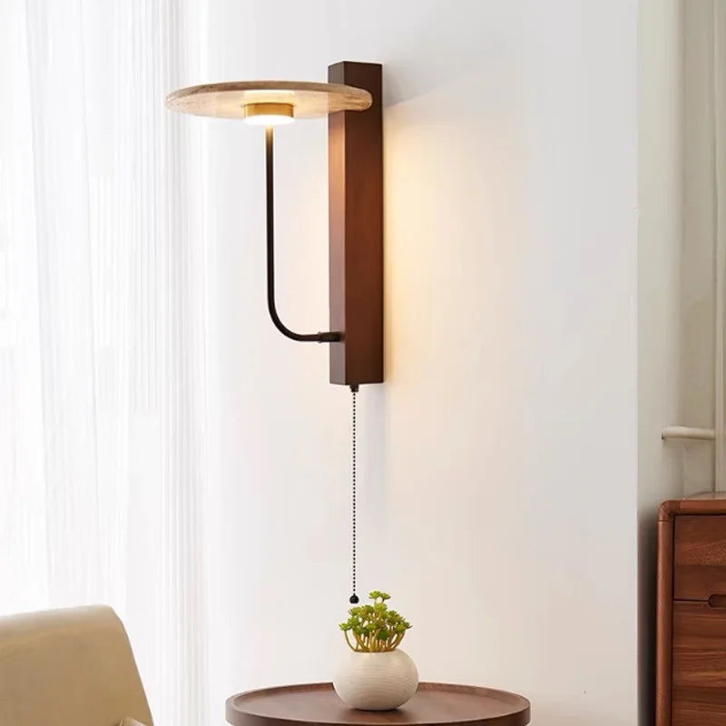Wood and Marble Wall Lamp