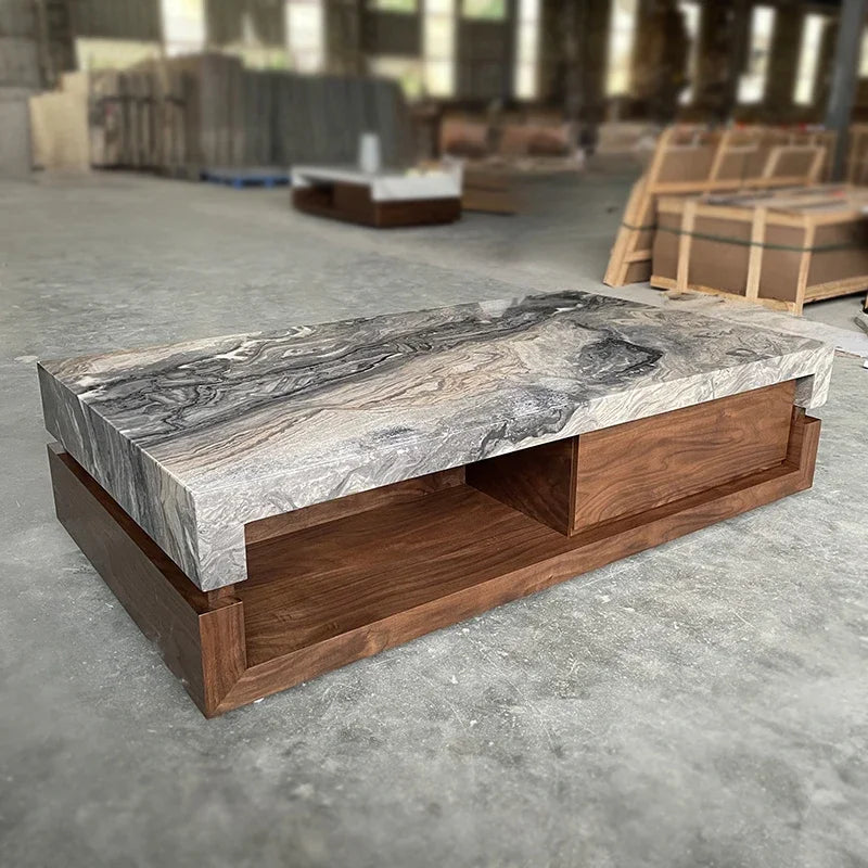 Marble Finish Storage Table