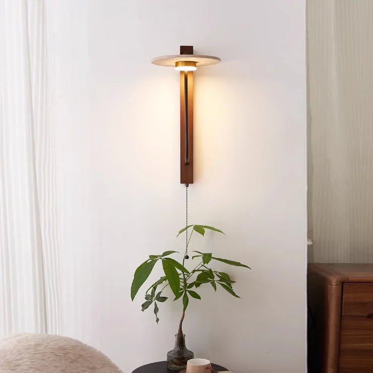 Wood and Marble Wall Lamp