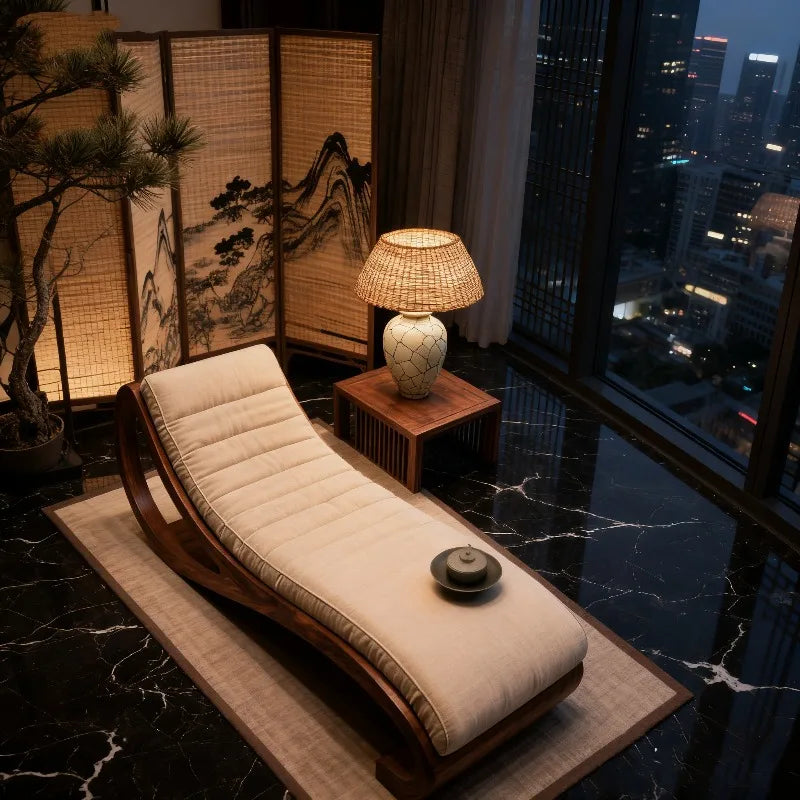 L-Shaped Wood Frame Sofa