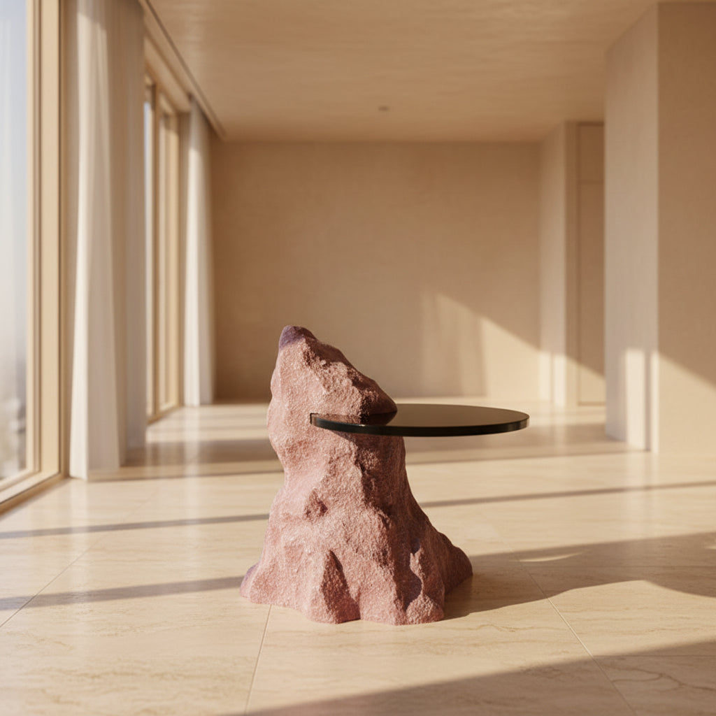 Sculptural Marble-Effect Coffee Table