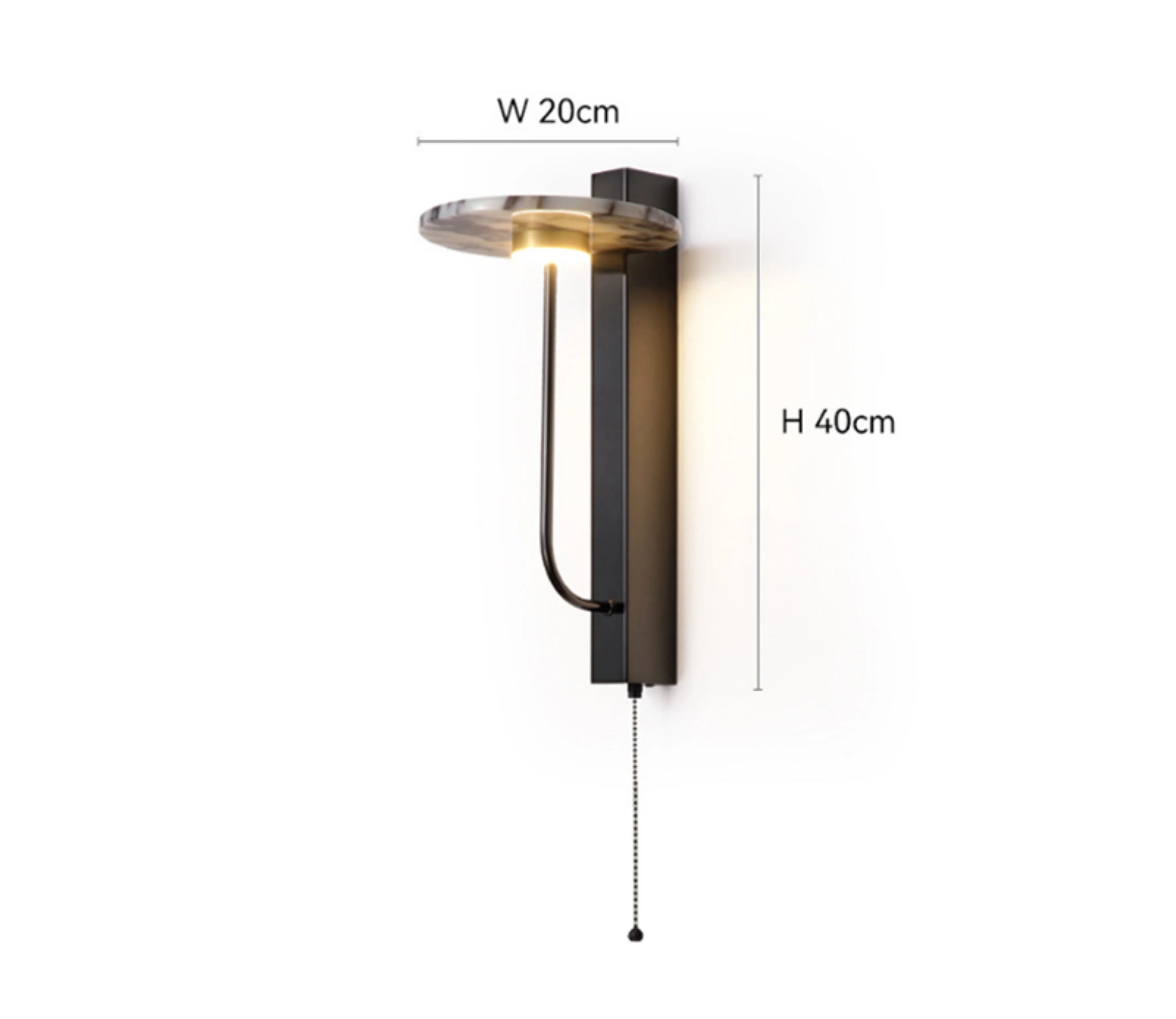 Wood and Marble Wall Lamp
