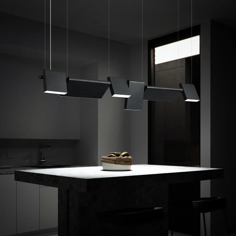 Rotatable Black Linear Chandelier