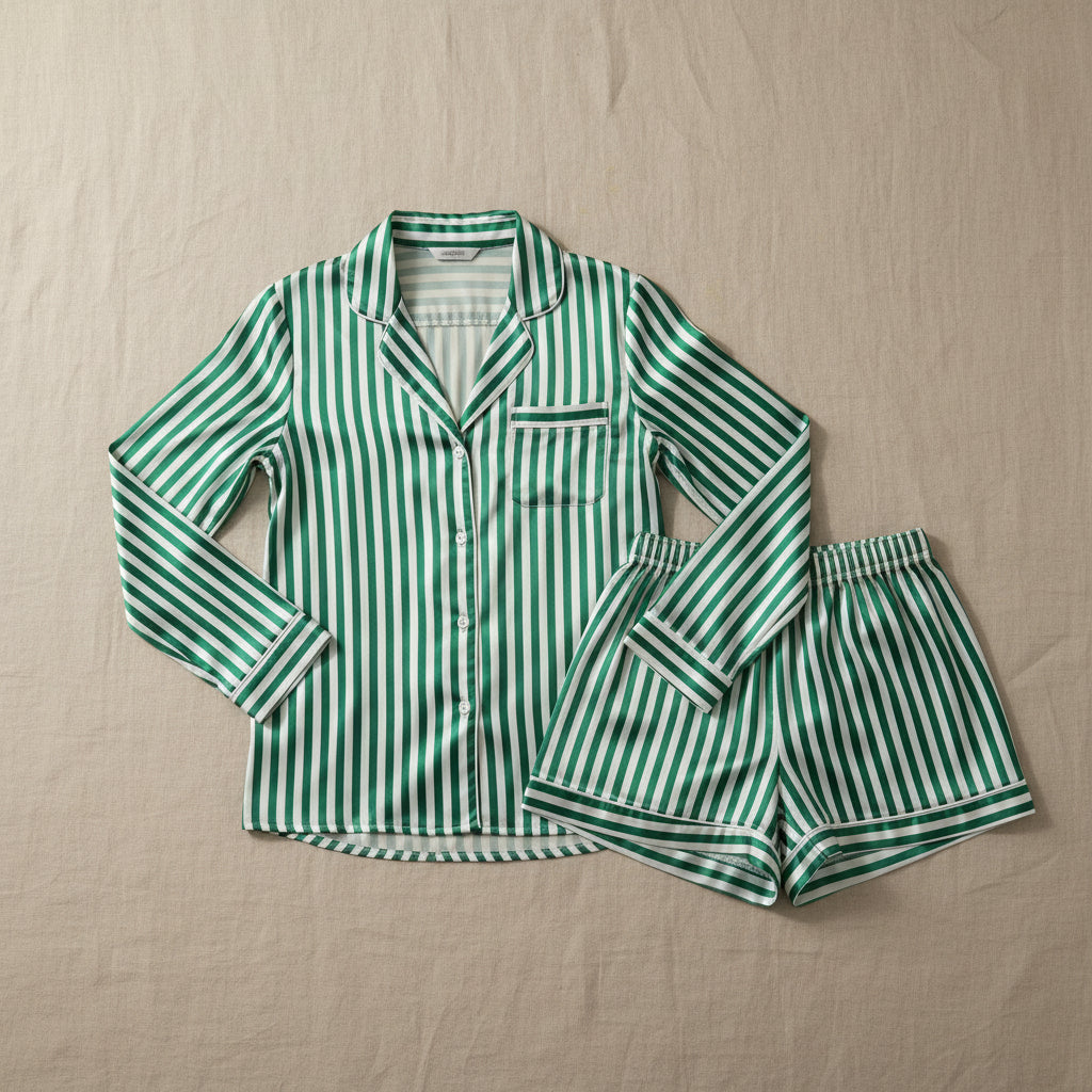 Striped Silk Long-Sleeve Pajama Set