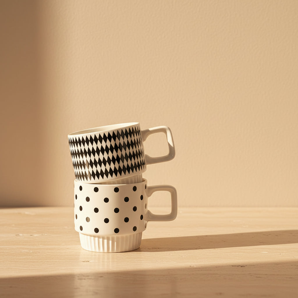 Stoneware Mug Set with Stand