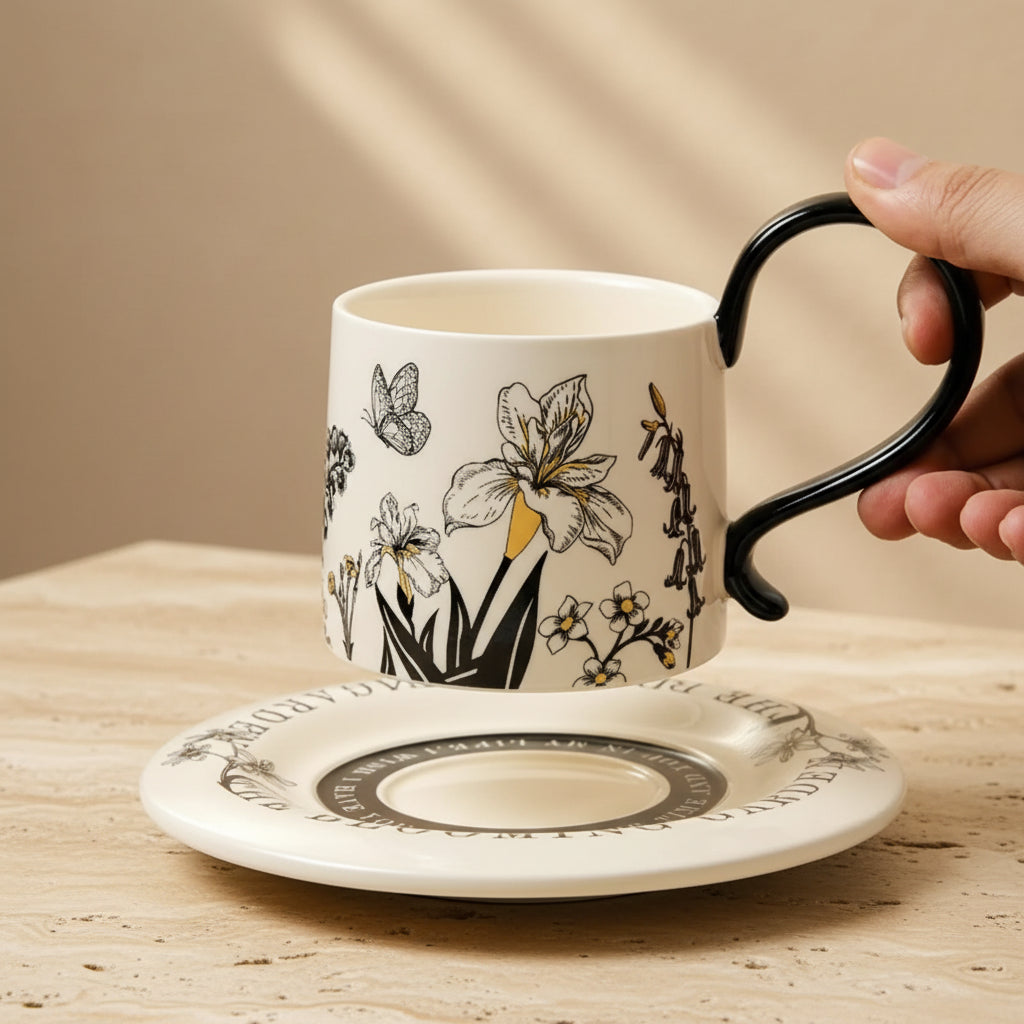 Floral Ceramic Cup & Saucer Set