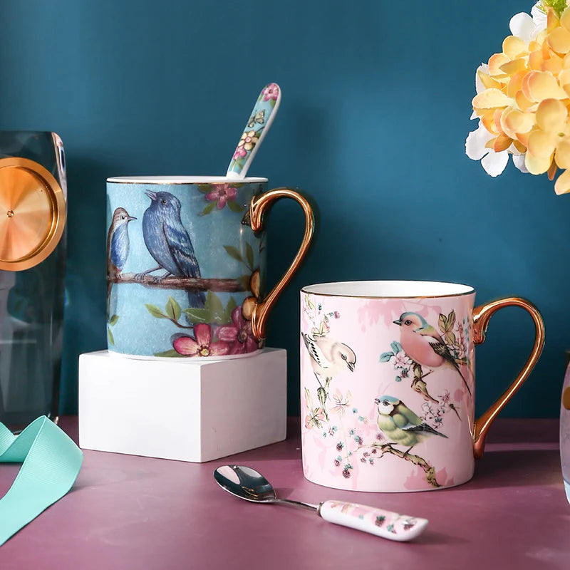 Floral Bone China Mug Set