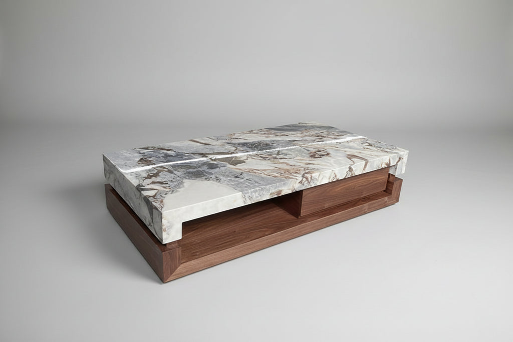 Marble Finish Storage Table