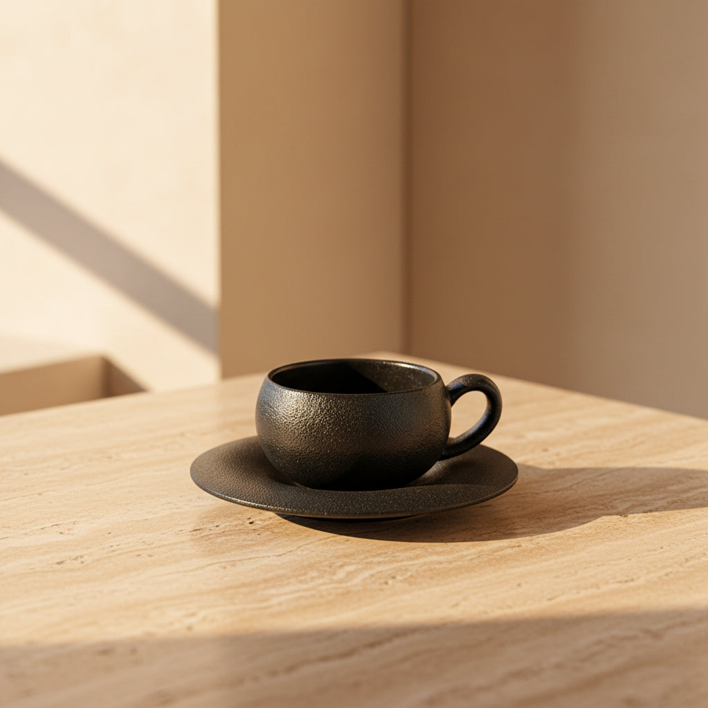 Hand-Painted Ceramic Cup & Saucer