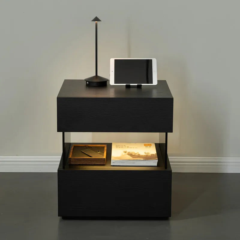 Wood Nightstand with Induction Light