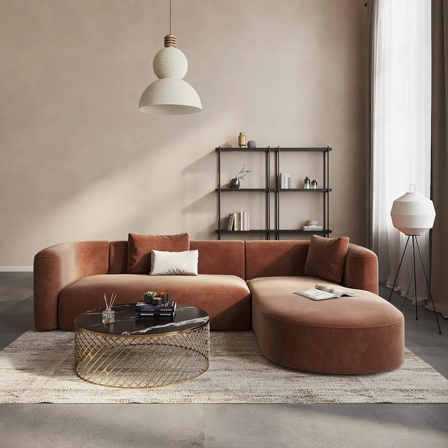 Velvet Chaise Sectional