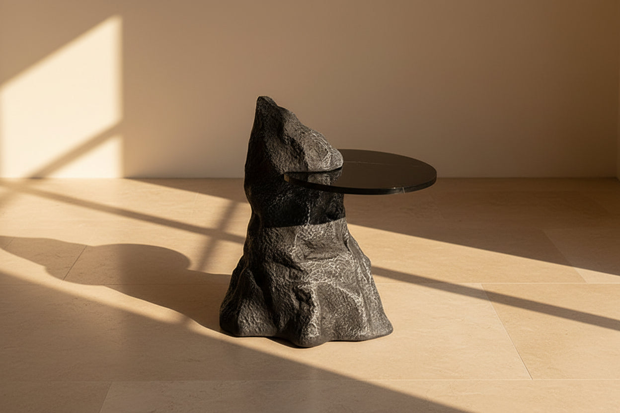 Sculptural Marble-Effect Coffee Table