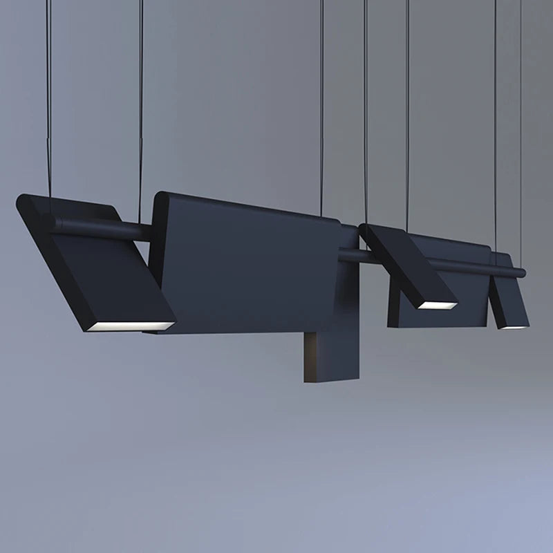 Rotatable Black Linear Chandelier
