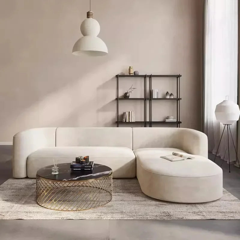 Velvet L-Shape Sofa Bed